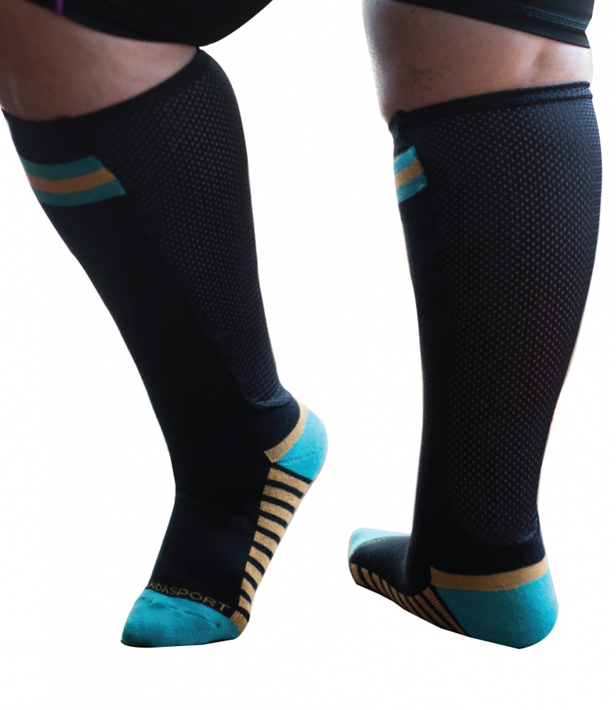 XpandaSport Sportsok met mesh panel  - zwart / turquoise 41 - 43